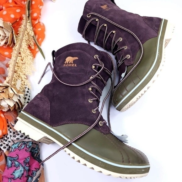 Sorel Purple Green Suede Boots Women's Sz 10 - Picture 2 of 11